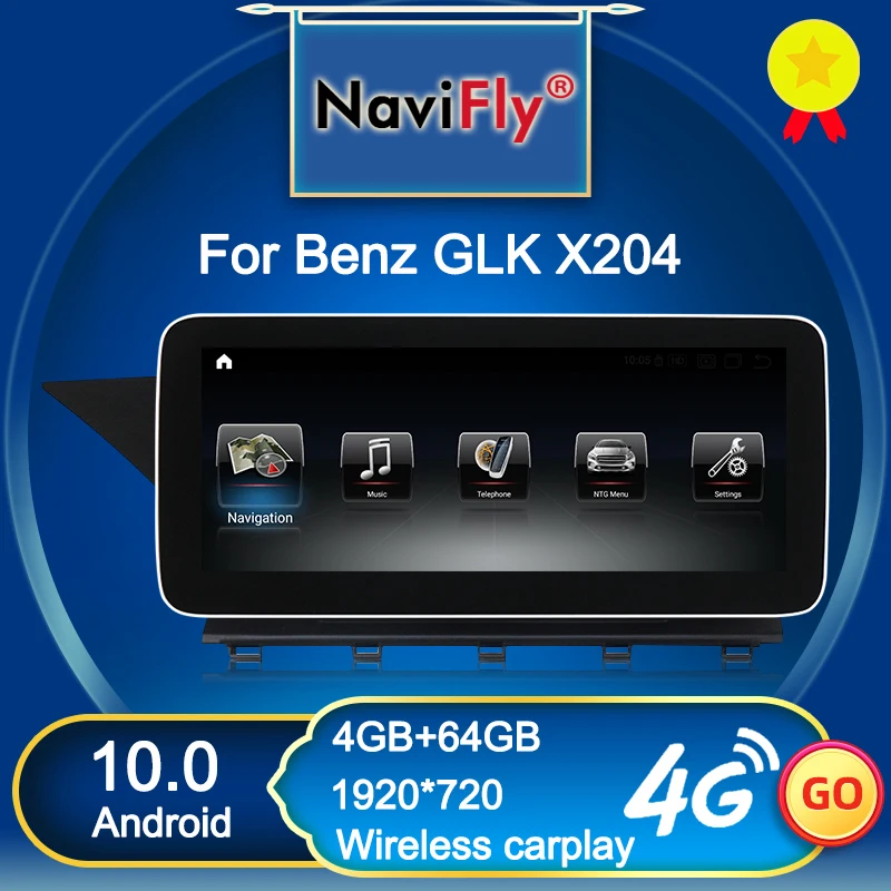 NaviFly беспроводной Carplay Android 10 Автомобильный мультимедийный плеер для Mercedes Benz GLK Class