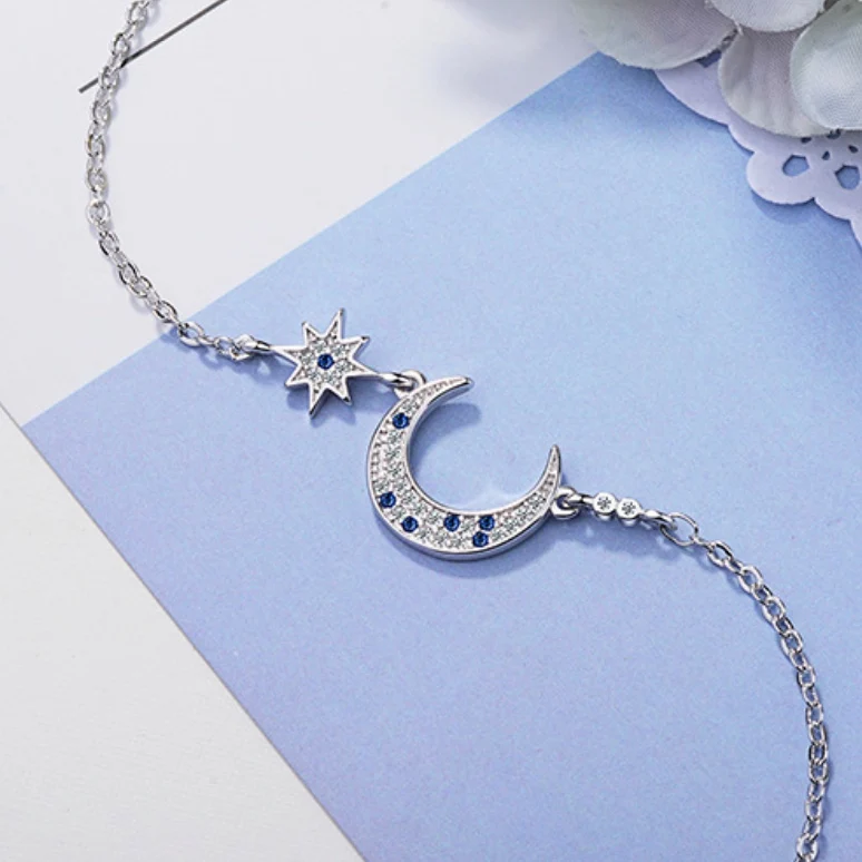 Браслет ModaOne Brand Hot Sale Silver Color Copper Micro CZ Moon Star для женщин с зиркононами.
