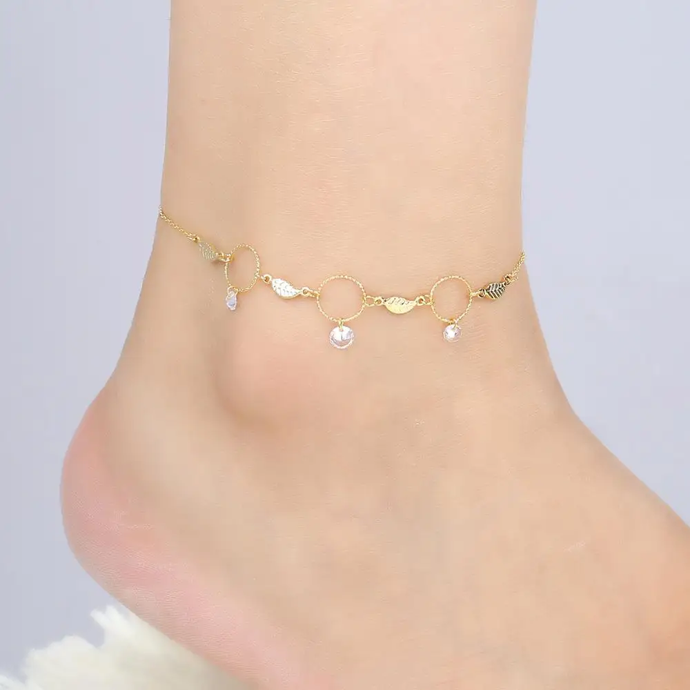 

2020 Bohemia New Anklet for Women Round Tassels Zircon Ankle Bracelet Accessories Jewelry Gift Boho Beach Creative Foot Chain