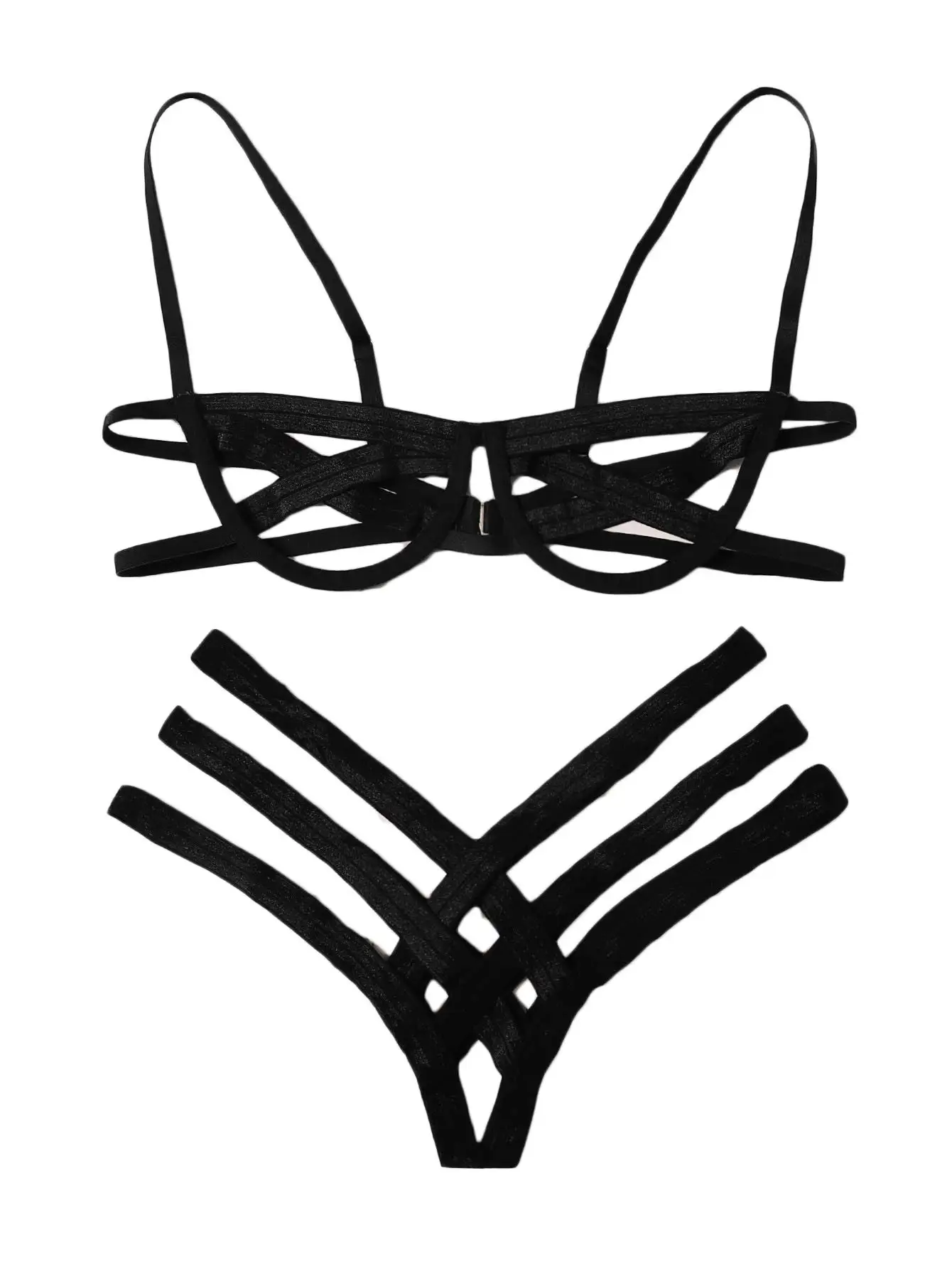 

REED Women's Sexy Lingerie Ladder Cut Out Set Push Up Two Piece Bra and Panty