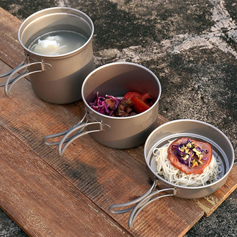 Набор кастрюль Keith Ti6014 из титана посуда для отдыха на открытом воздухе походов