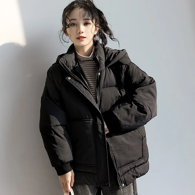 Зима 2020 Новое Черное женское Хлопковое платье плотное короткое хлопковое пальто