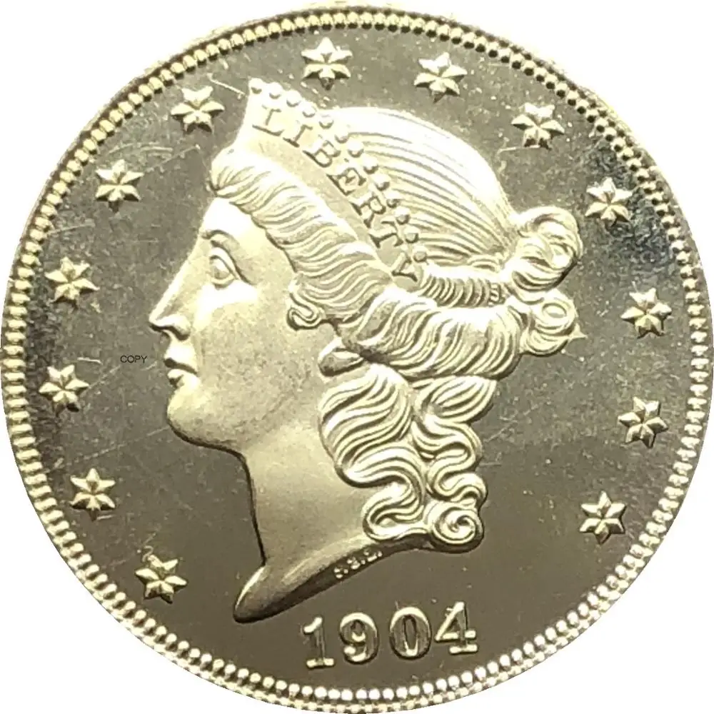 

United States Liberty Head Double Eagle US 1904 1904 S Twenty Dollars With Motto In God We Trust Gold Coins Brass Copy Coins