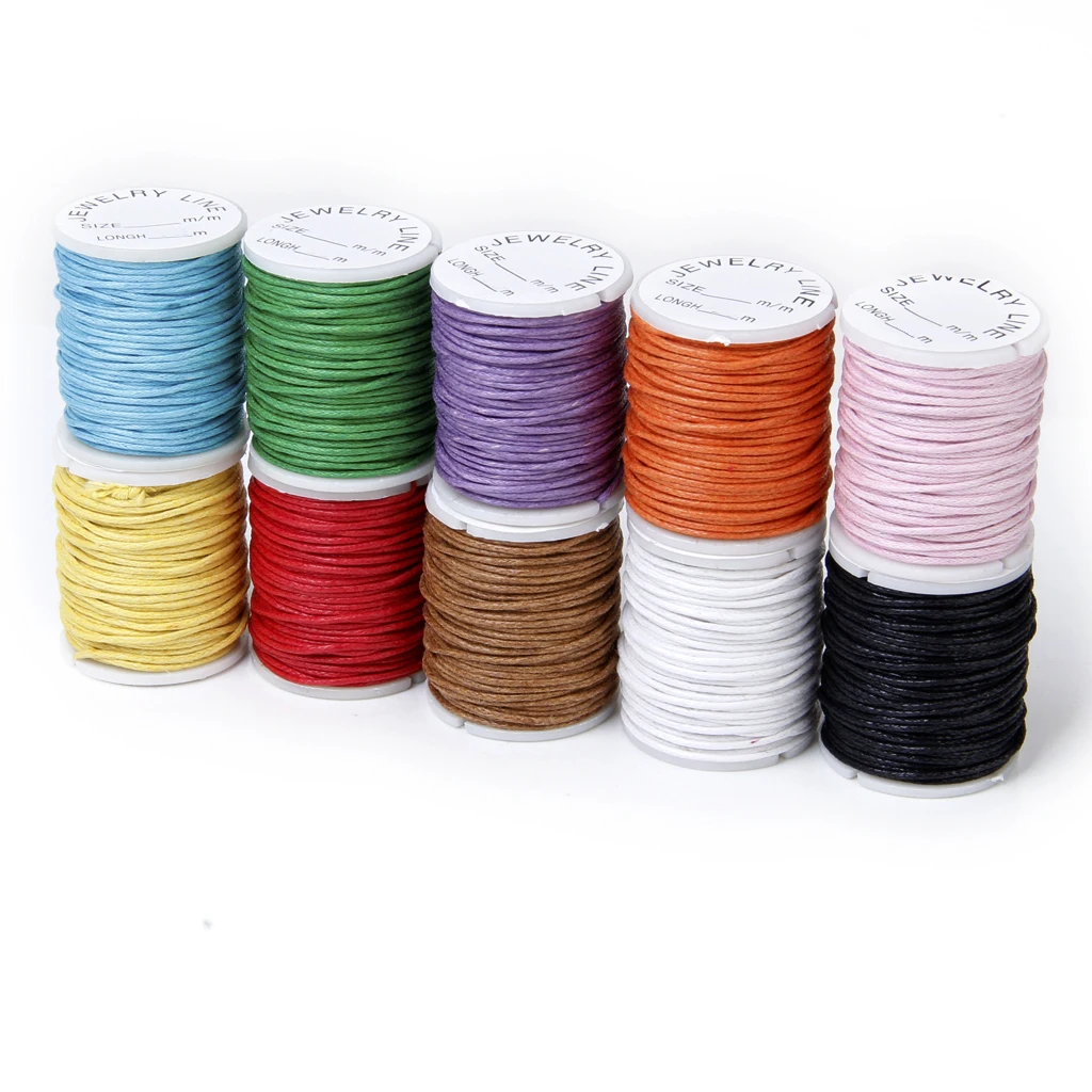 

10 Rolls Mixed Color Waxed Cotton Cord String Beading Thread 1mm