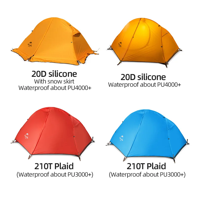 Naturehike Наружная палатка с ковриком для кемпинга 1 человек 20D силиконовая ткань 4