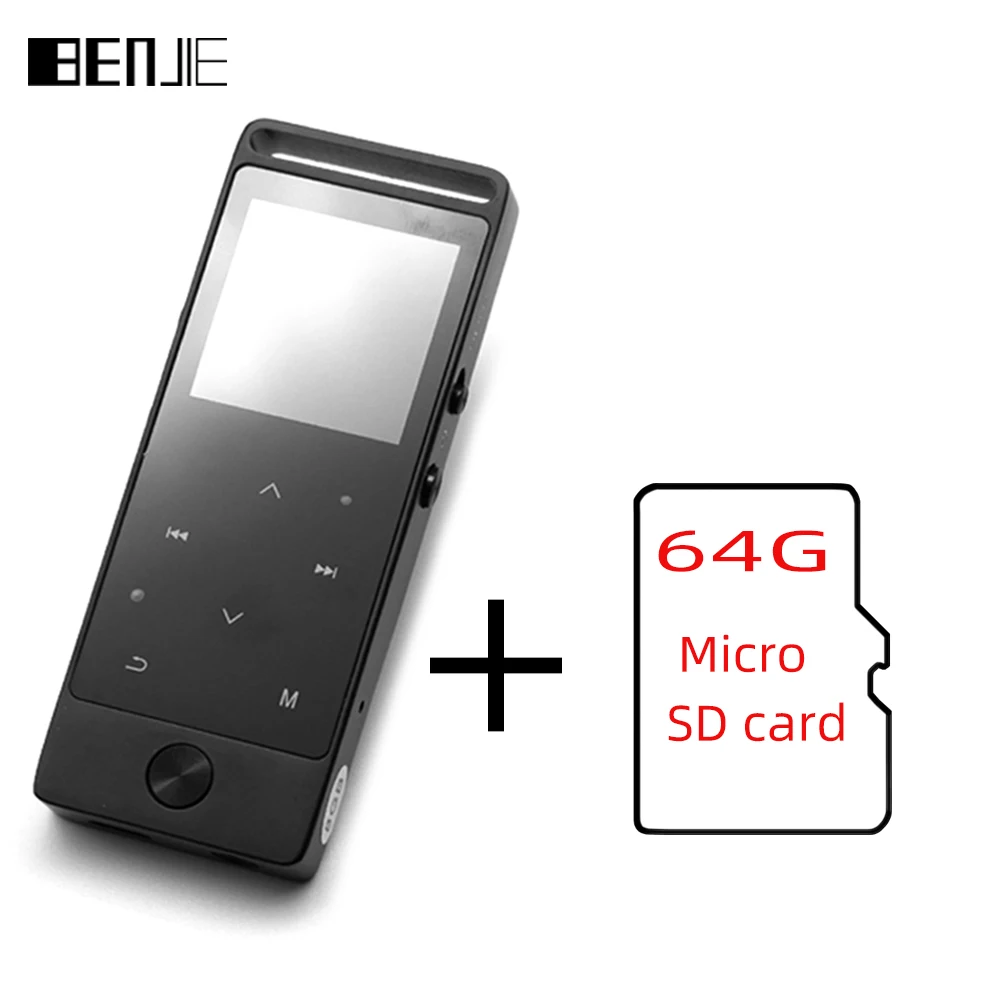 With 64GB TF Card Новейший Bluetooth 4,0 mp3-плеер с сенсорным экраном BENJIE S8 спортивный музыкальный плеер начальный уровень без потерь Mp3 Музыкальные плееры рекордеры - Цвет: With 64GB TF Card