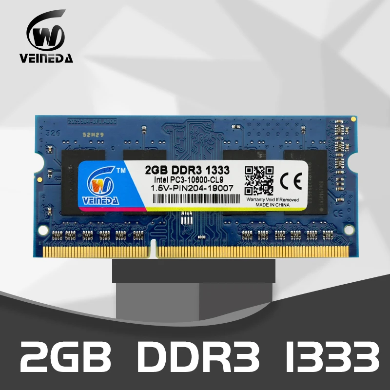 VEINEDA sodimm ОЗУ DDR3 2 ГБ 1,5 v ddr3 1333 МГц или 1600 МГц оперативная память ddr 3 1066 204pin для AMD Intel ноутбук