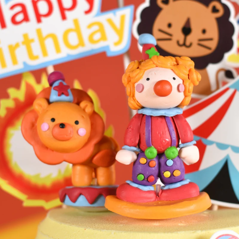 Cakelove Клоун и цирк торт Топпер розовый синий шар с днем рождения украшение для