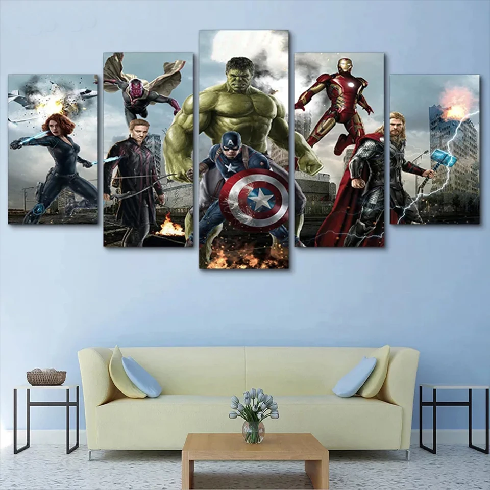 5 панелей фотообои супергерой Marvel капитан набор из предметов полная