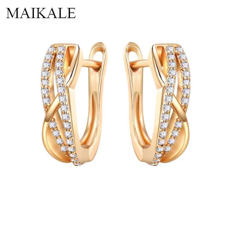 Женские Геометрические серьги MAIKALE корейские гвоздики цвета розового золота с