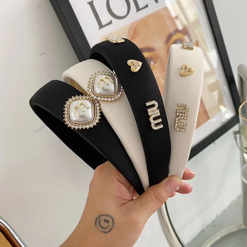 

new wide-Brimmed Letters Headband Hairpin Fashion Headband Rhinestone for Women Hair accessories Headband Hair Jewelry