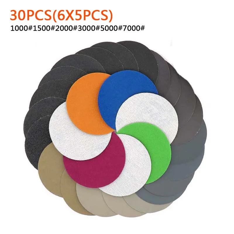 Шлифовальный дисковый крючок для сухой воды круглые песочные бумажные листы 30 шт