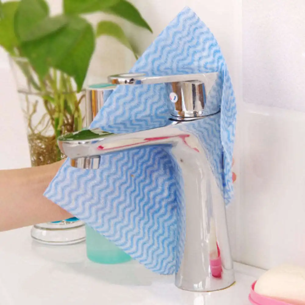 

2pcs Disposable Dishcloth Kitchen Cleaning Cloth Non-woven Scouring Pad Dishcloth Bathroom Non-stick Oil Rag Washing Cloth