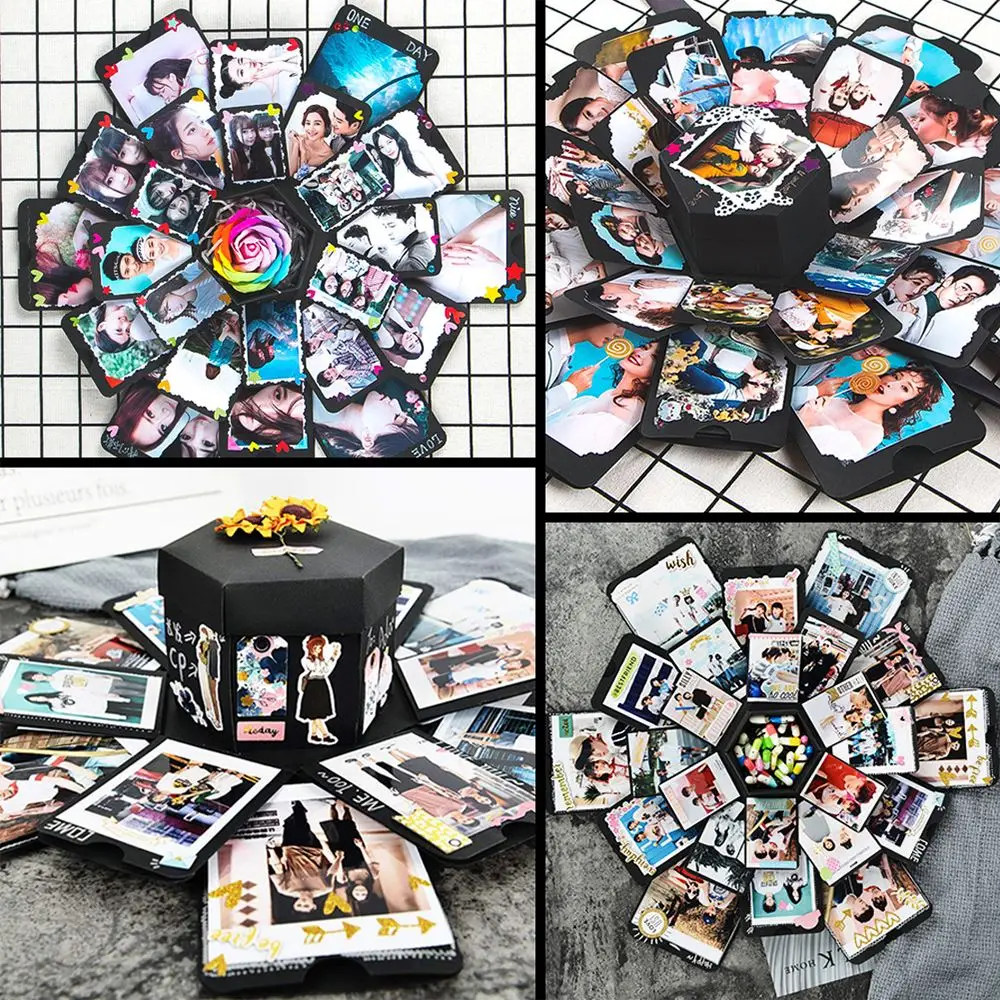

Explosion Gift Box Hexagon Surprise Box For Valentine Christmas DIY Handmade Scrapbook Photo Album Wedding Gift Box