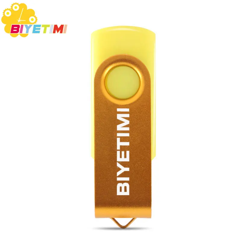 Usb флеш-накопитель Biyetimi объемом 128 ГБ, миниатюрный металлический флеш-накопитель объемом 64 ГБ, 32 ГБ, 16 ГБ, 8 ГБ, флеш-диск usb 2,0, флешка, флешка, флешки - Цвет: Цвет: желтый