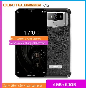 Смартфон OUKITEL K12, 10000 мАч, быстрая зарядка 5 В6 А, FHD + большой экран 6,3 дюйма, Android 9,0, Восьмиядерный, мобильный телефон 6 ГБ 64 ГБ