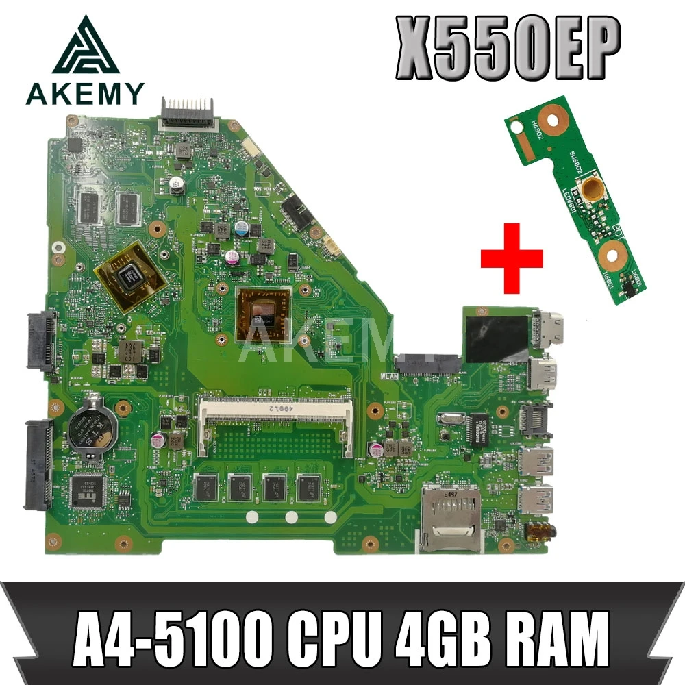 AKEMY X550EP материнская плата для ноутбука Asus X550E D552E X552E оригинальная A4-5100 CPU 4 Гб RAM |