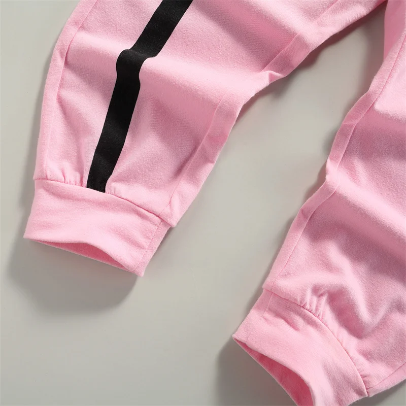 

2 Pcs Baby Girls Letter Print Outfits Infants Kids Long Sleeve Hoodie + Trousers Sets Toddlers Casual Costume