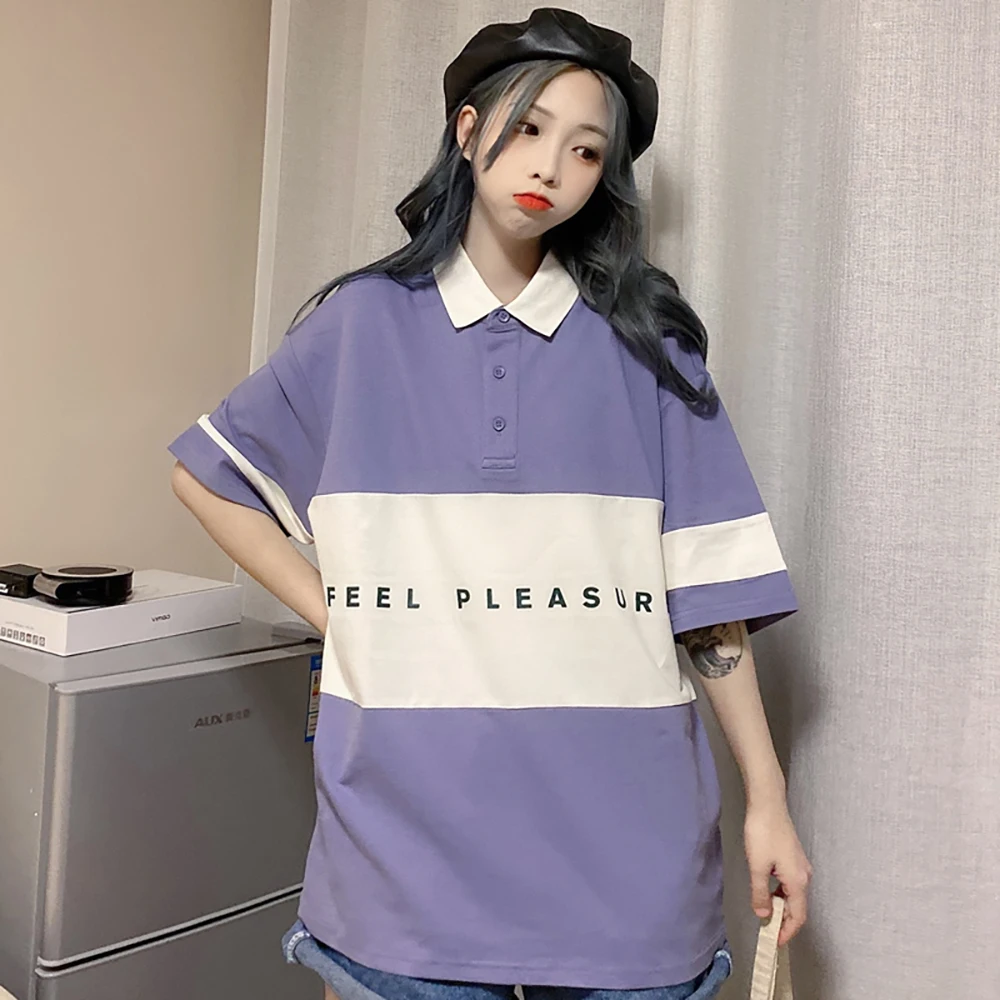 Женская рубашка поло с коротким рукавом в полоску|Футболки-поло| |