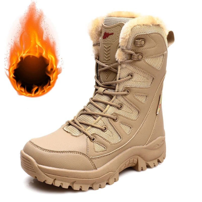 

OLOMLB winter outdoor Cotton shoes Special forces combat shoe Couple plus size men's cotton boots Protection Safety Women's boot