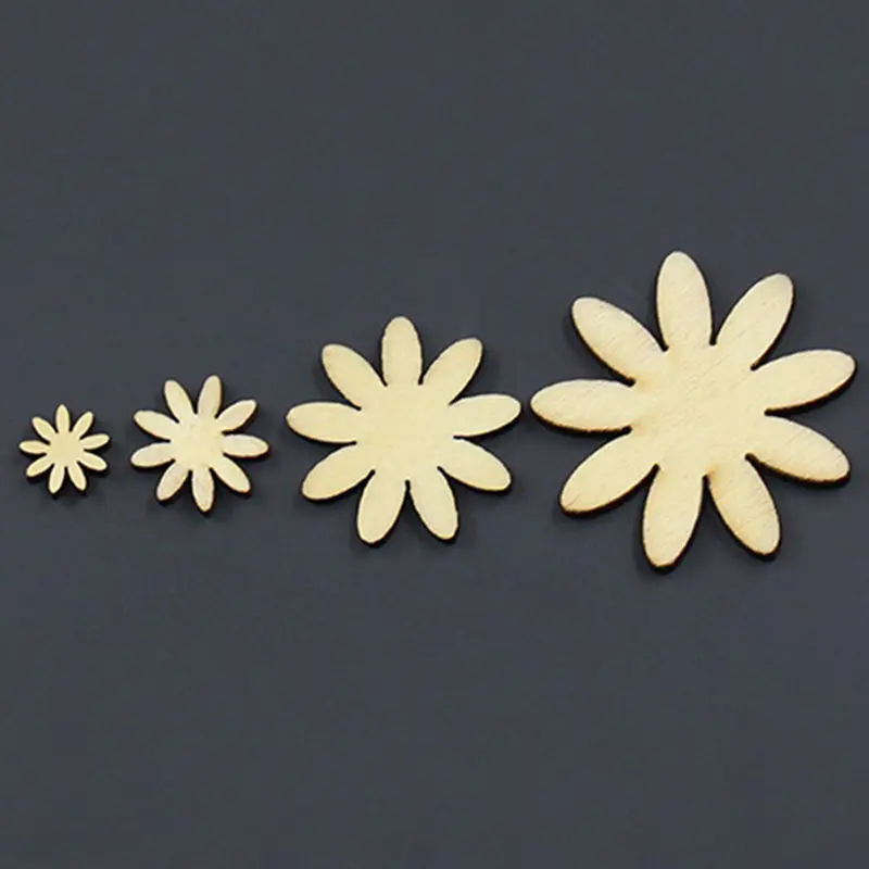Набор из 50 деревянных украшений в форме цветка для поделок|Пуговицы| |