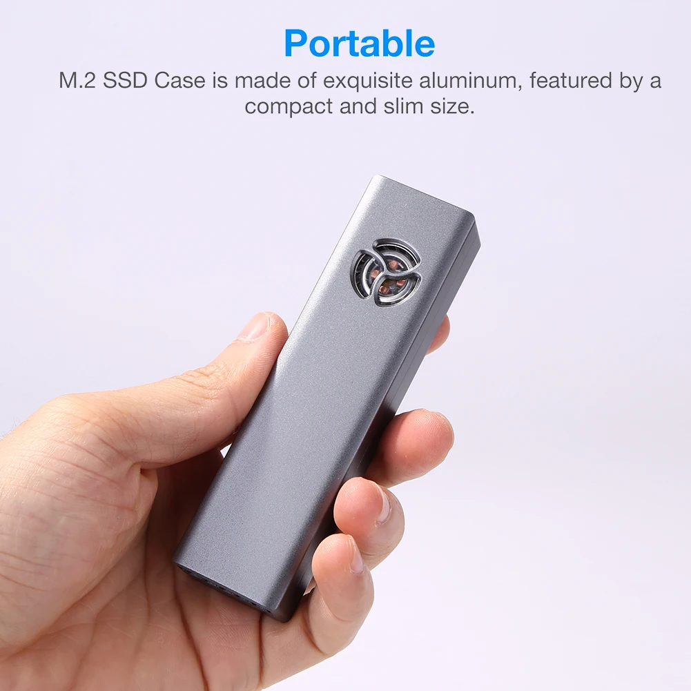 

10Gbps USB 3.1 Type-C SSD Enclosure Fan External Case Compatible for M.2 NGFF NVME Dual Protocol Box Solid State Drive Adapter