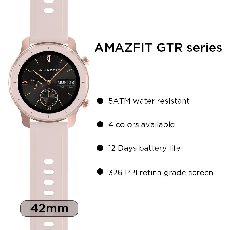 Глобальная версия Amazfit GTR 42 мм оригинальные Смарт-часы 5ATM водонепроницаемые 12 дней батарея gps управление музыкой Поддержка Android IOS