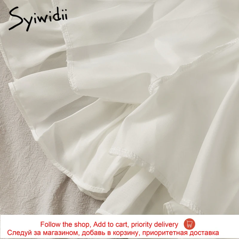 Syiwidii Skirt for Women High Waist Casual A-Line Solid White Black Pleated 2021 Spring Summer Korean Fashion New Mini Skirts | Женская