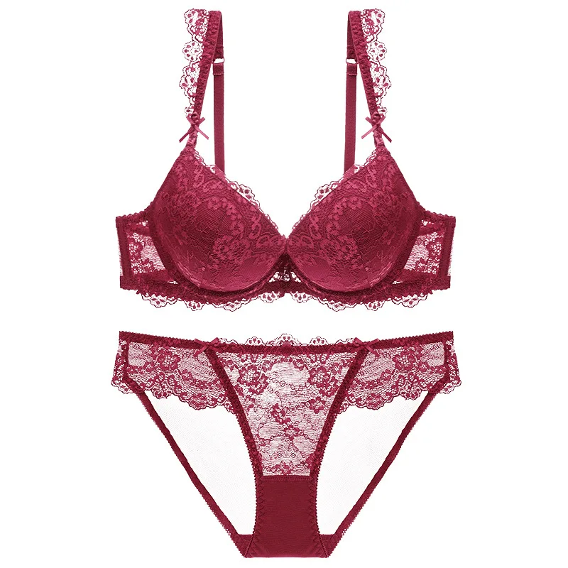 

Varsbaby Sexy Lace Red Color Christmas Underwear New Year Bra Set For Women