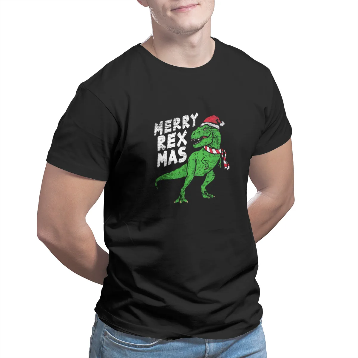 

Christmas-Merry Rex Mas T-Shirt Fashion Vintage Short Sleeve Sleeve Streetwear Tops Plus Size Clothing 7188