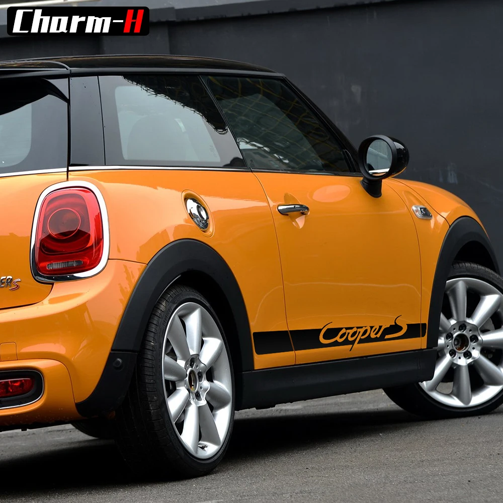 2 шт. Cay Стайлинг боковая наклейка для Mini Cooper S F56 2014 2018 полоса надпись Графика