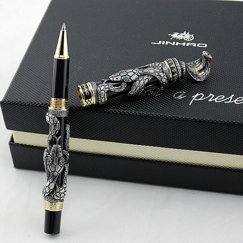 Jinhao Змея винтажная шариковая ручка Золотая кобра 3D узор текстура рельефная