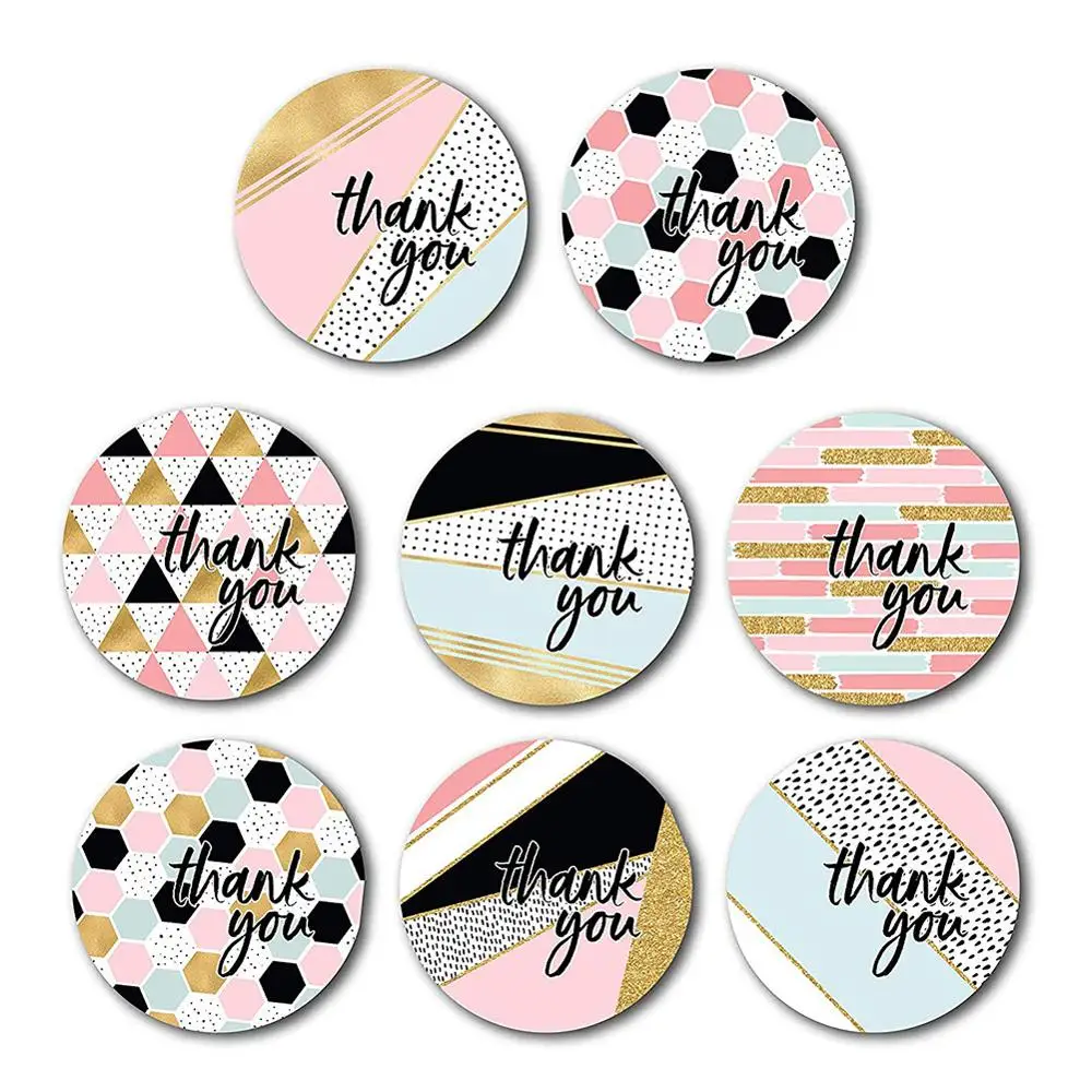 

500pcs/roll Thank You Stickers Seal Labels Scrapbook Handmade Sticker Circle Stationery Food Hand Made Deco for Envelope Gift