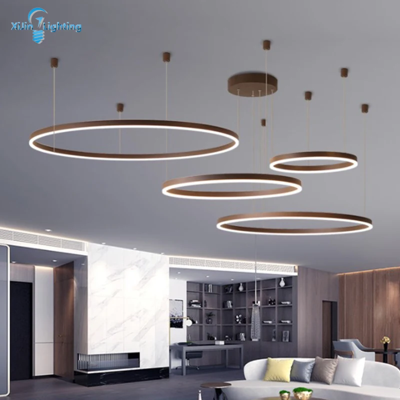

Современный светодиодный светильник для гостиной, спальни, столовой, домашнего освещения, круглые кольца, светодиодный алюминиевая люстра
