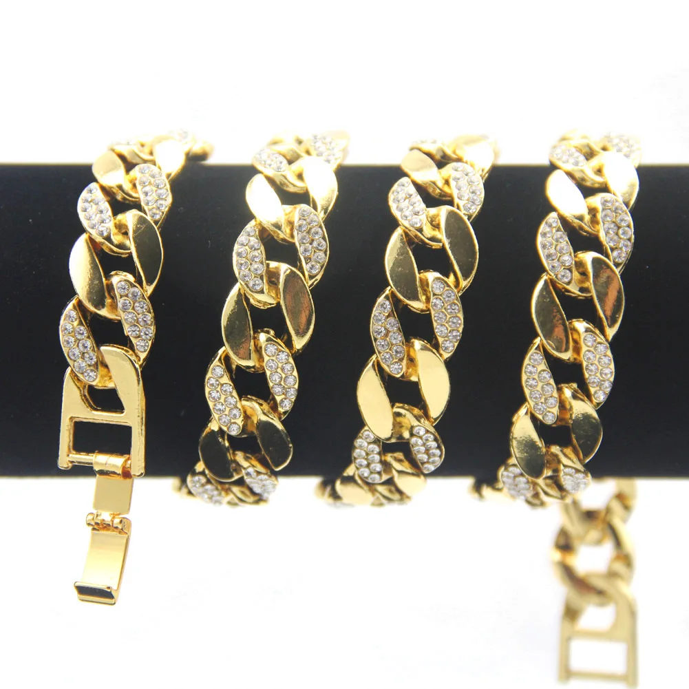 2021 European And American Hip-hop Style Gold Men's Inlaid Cuban Thick Chain Necklace Manufacturer's Spot | Украшения и