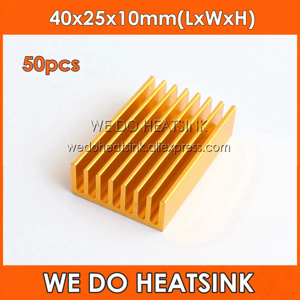 

WE DO HEATSINK 50pcs 40x25x10mm Aluminum Cooler Heatsink Radiator For 1W 3W LED