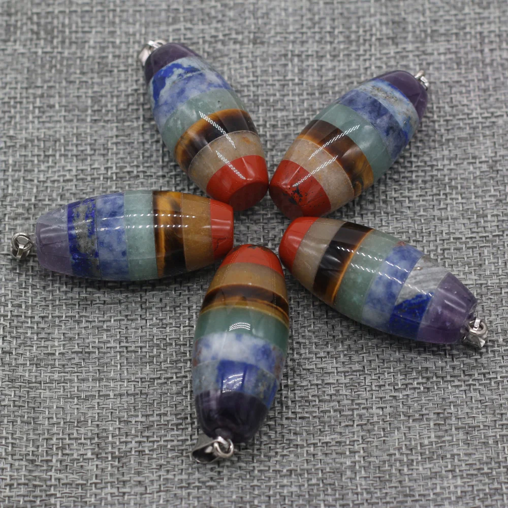 

New Style Natural Stone Pendant Cylindrical Reiki Healing Gemstone Charms For Jewelry Making DIY Necklace Anklet Accessory