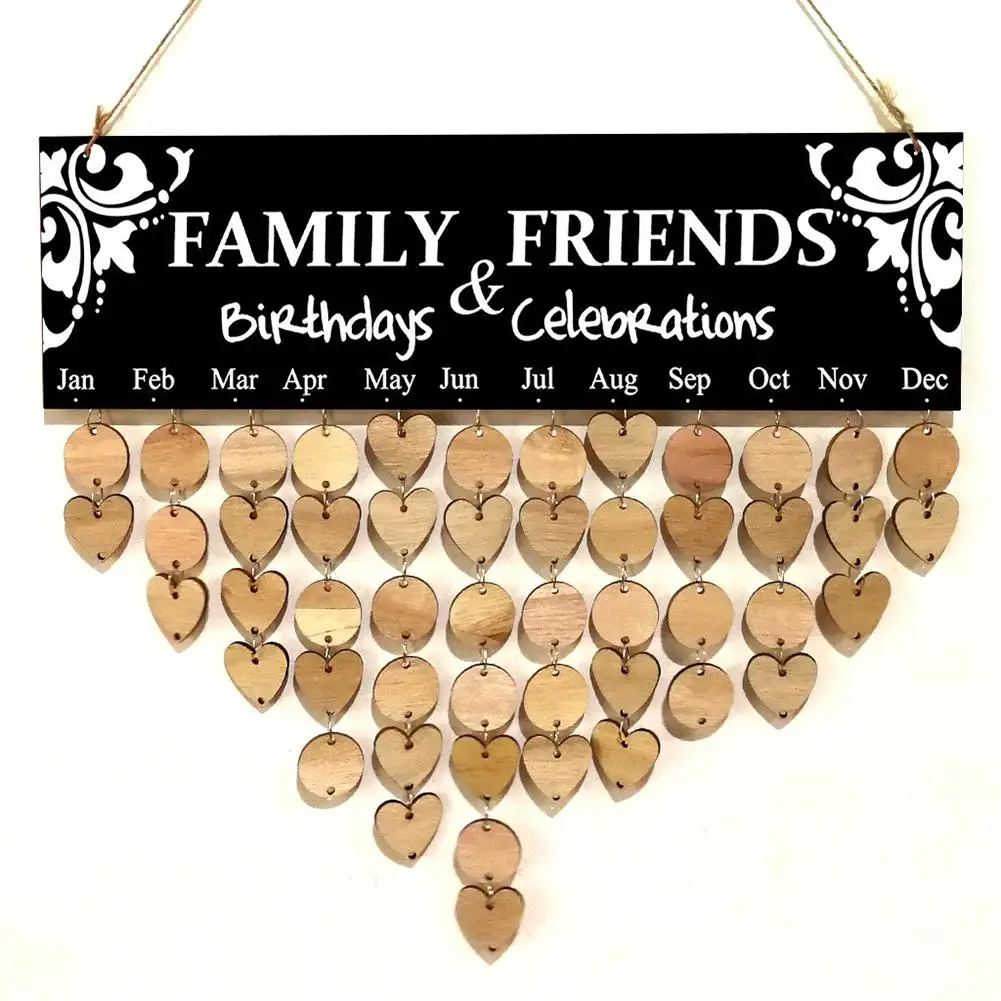 Новогодний деревянный календарь в деревенском стиле список семейных друзей