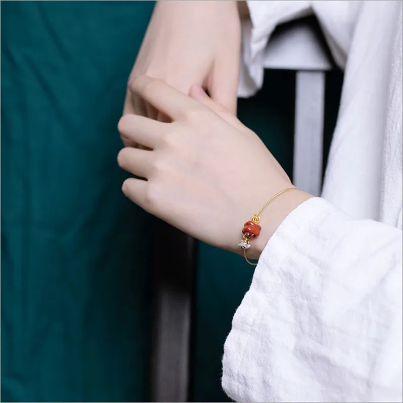 Uglyless фрукты талисманы Persimmon Персиковые браслеты для женщин Агат тонкий браслет