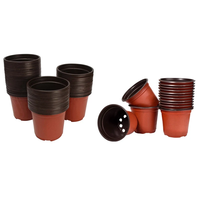 100 шт. Пластик Цветочная рассада Детские принадлежности ящик для комнатных растений, горшок/горшки, контейнеры, 50 шт в наборе, 8,26 дюймов и 50 ш...