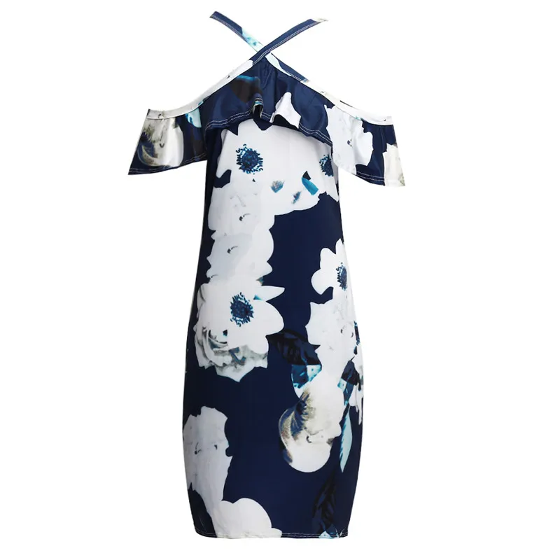 

Women Dress Printing Cross Off Shoulder Dress Evening Party Dress Sundress Summer Strappy Bodycon Dress Party Club Vestido