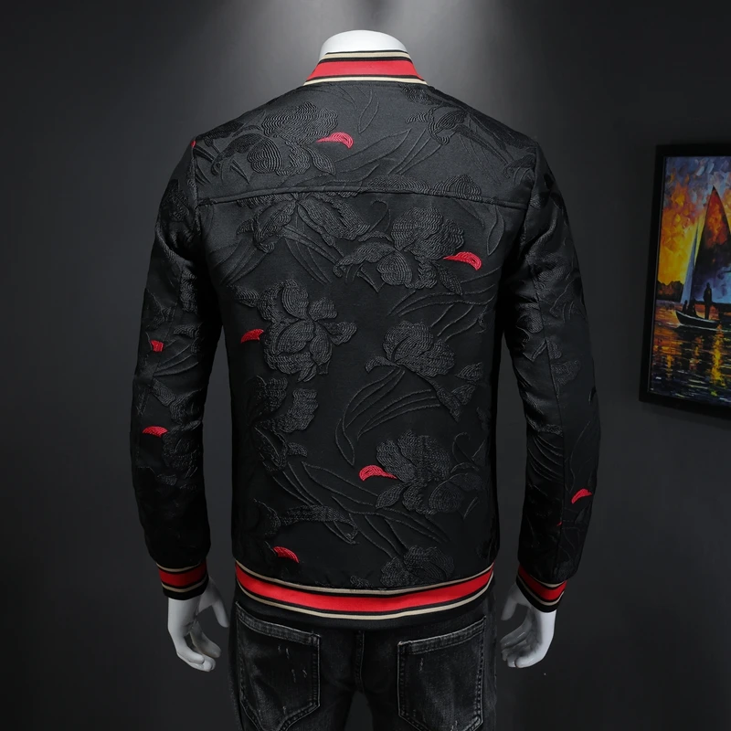 Male qiu dong's personality and fashionable leisure embroidery printing jacket men suit male article number 19374 P185 | Мужская