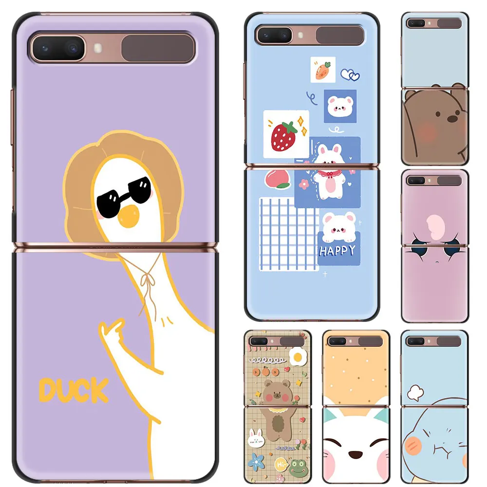 

kawaii Cute Cartoon Smartphone Case for Samsung Galaxy Z Flip3 5G z flip Z Flip 3 5G Cases Hard Cover Black Fundas Coque