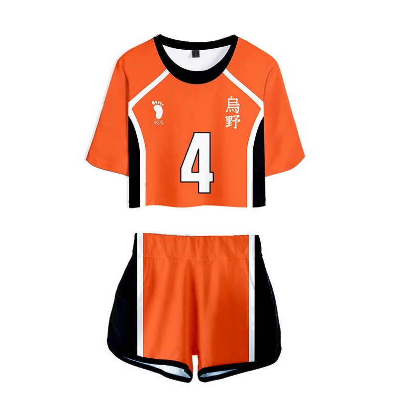 

Haikyuu Cosplay Костюм Хината Shoyo футболкой и шортами Nishinoya форма Yuu спортивной школьной волейбольной команды (Karasuno Koukou High School Volleyball Club Для женщин