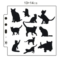 2pc cute cat stencil painting template voor stencils for walls diy scrapbooking coloring embossing supplies plastic reusable