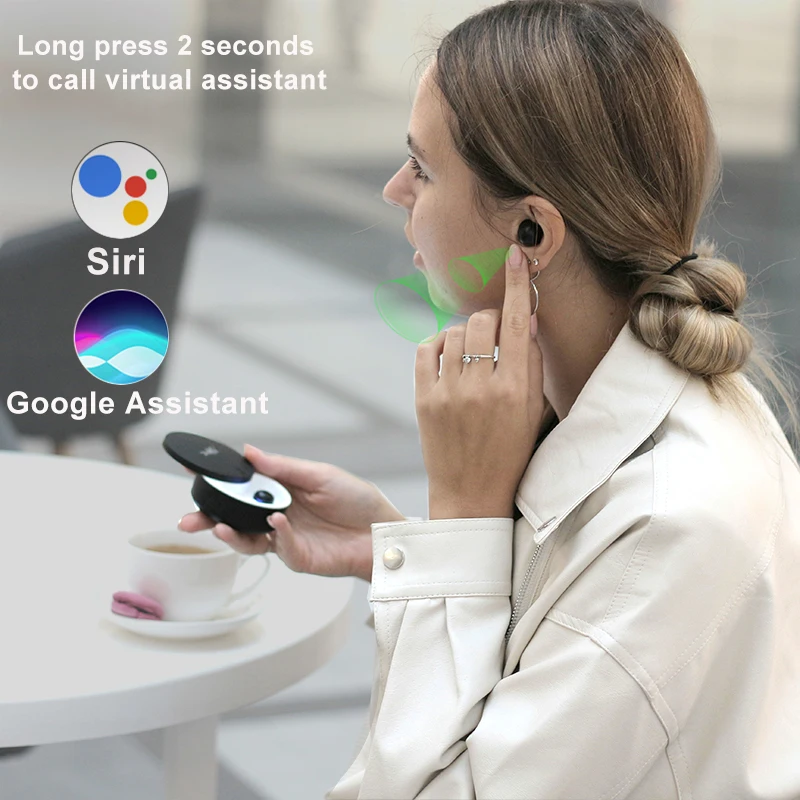 Миниатюрные наушники Bluetooth невидимые 5 0 настоящие Беспроводные с зарядным чехлом