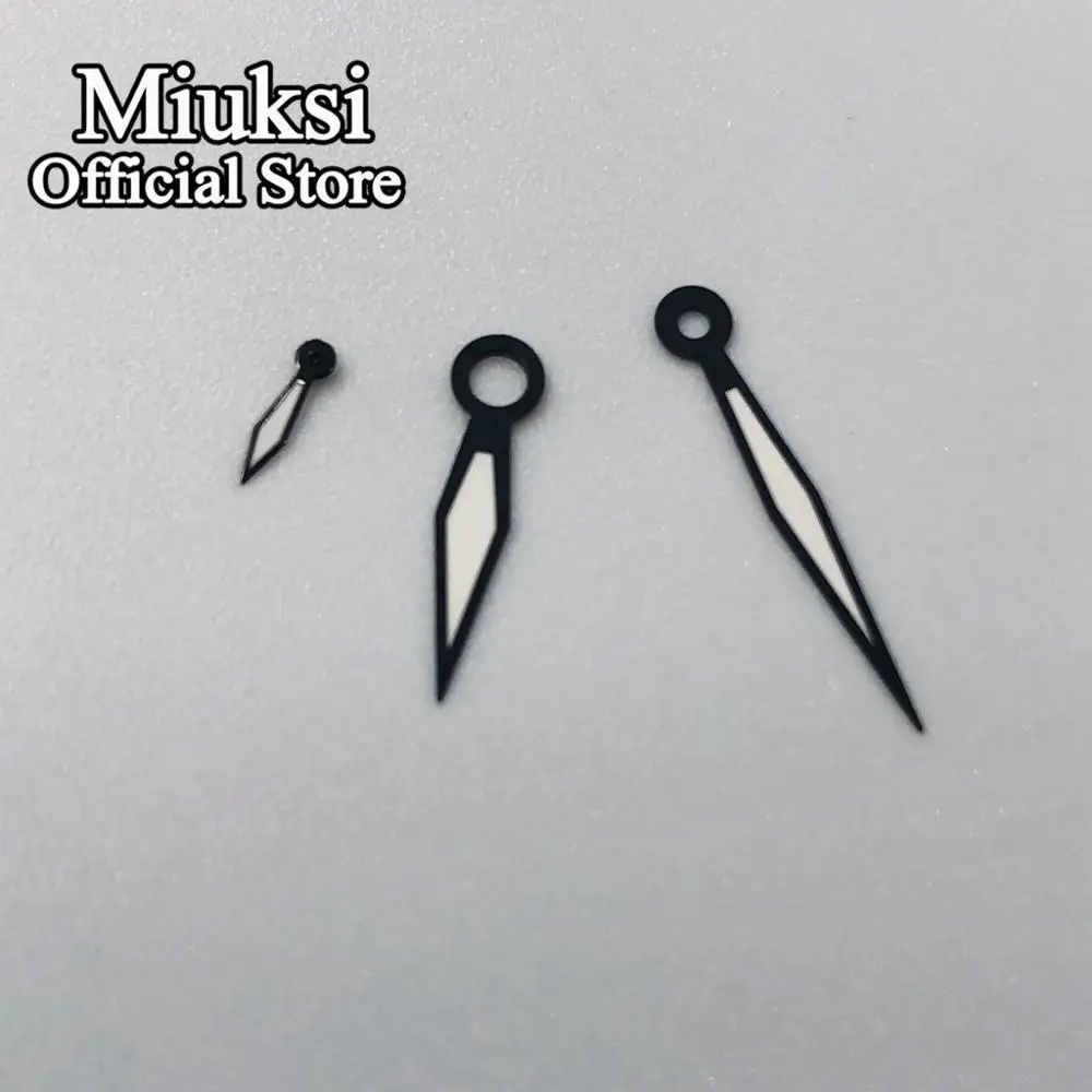 Черно белые часы Miuksi стрелки зеленые/синие светящиеся подходят для ETA 6497 6498 или Sea