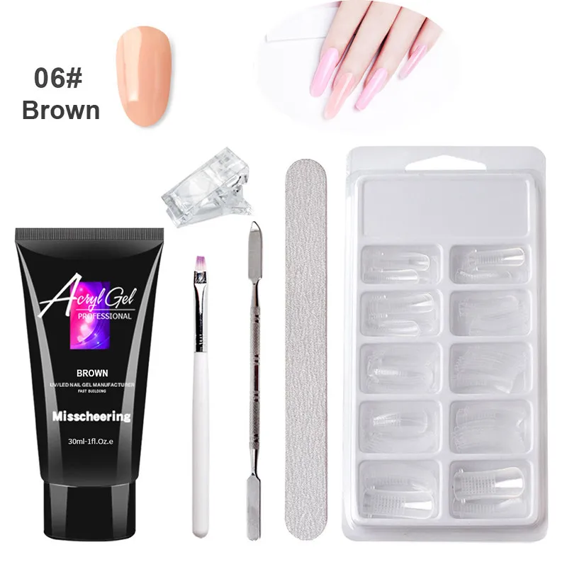 set6 brown 30 мл поливинилхлоридный гель для наращивания пальцев, прозрачный УФ-гель для ногтей, светодиодный акриловый гель для наращивания ногтей - Цвет: set6 brown