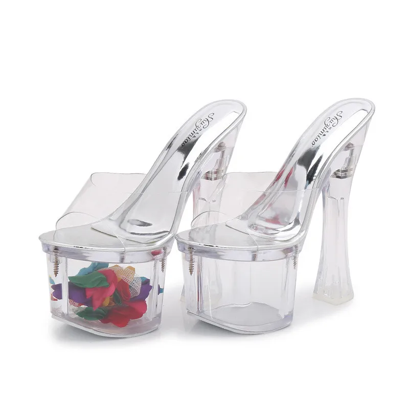 

18CM Ultra-heeled Crystal Sandals Women Summer Waterproof Platform non-slip Platform Sexy high-heeled Cool Plus Size Women Shoes