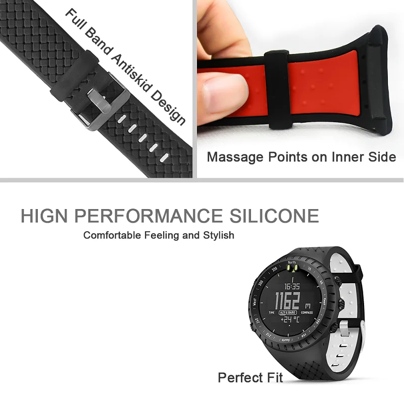 Силиконовый ремешок для часов и чехол для Suunto Core All black watch